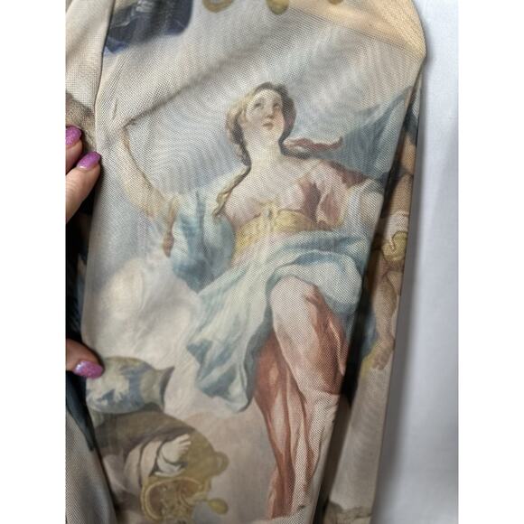 Fashion‎ Nova Mesh All Over Graphic Top Womens Sz M Artsy Art To Wear Cropped - Picture 8 of 11